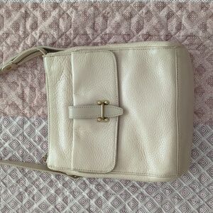 Fossil Cream Leather Crossbody Bag